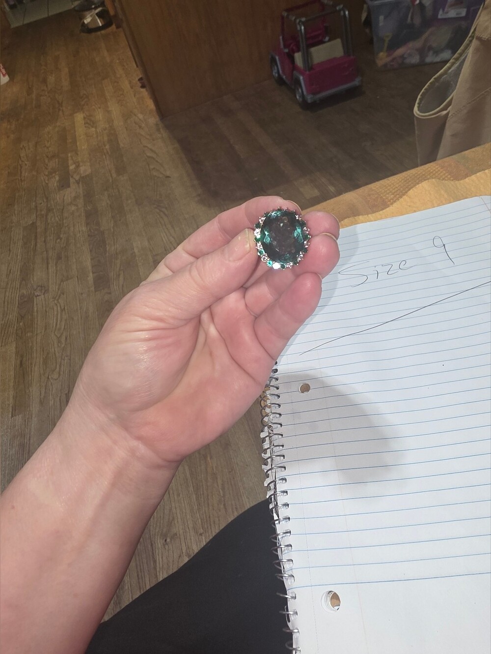 Huge Genuine Geeen Gemstone Ring Size 9